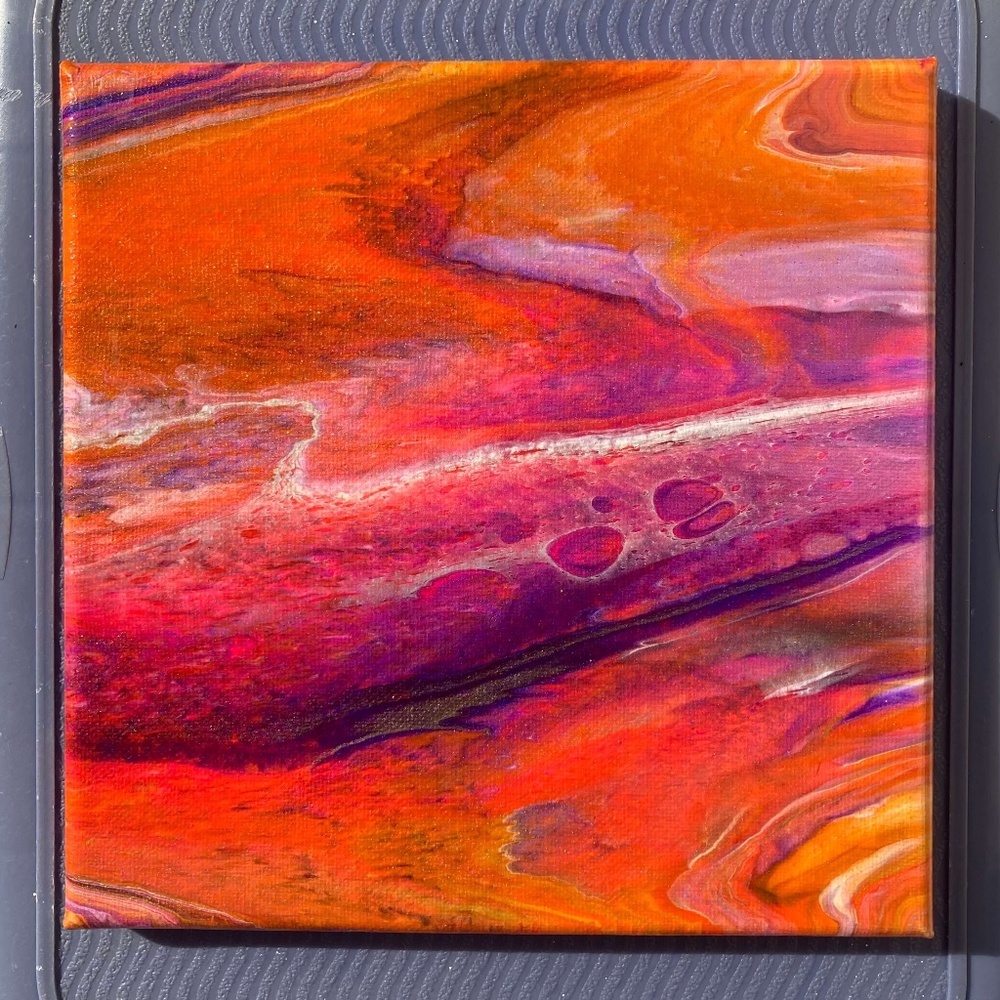 Por Do Sol 8"x8" Painting by Color Fluent Art (Orange/Pink/Purple/White)